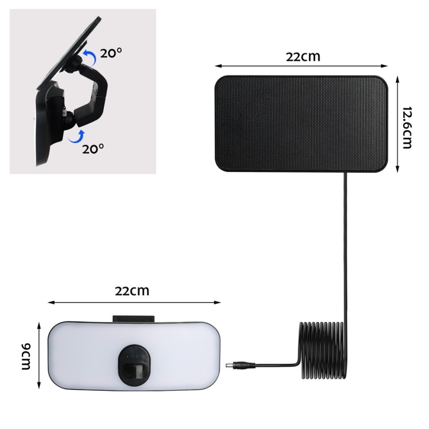 LED Solarna lampa ścienna z czujnikiem LED/13W/3,7V 4000K IP65 400 mAh