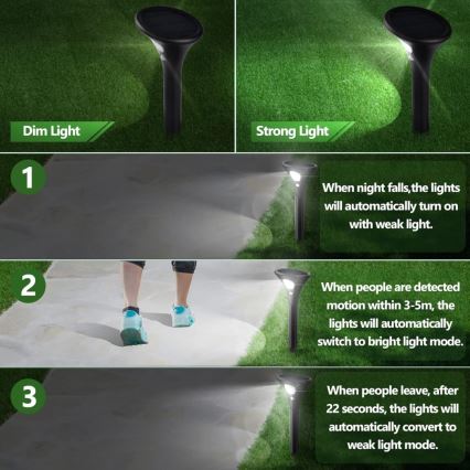 LED Lampa solarna z czujnikiem LED/1W/3,7V 6000K IP65