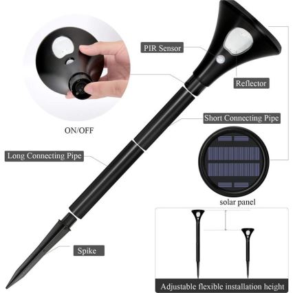 LED Lampa solarna z czujnikiem LED/1W/3,7V 6000K IP65