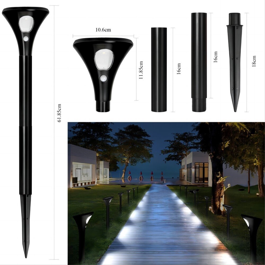 LED Lampa solarna z czujnikiem LED/1W/3,7V 6000K IP65