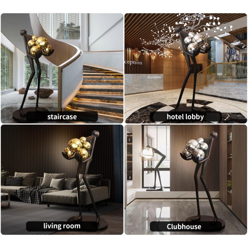 Lampa stojąca SILUETTE 6xE27/25W/230V 180 cm Human Ball