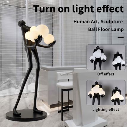 Lampa stojąca SILUETTE 6xE27/25W/230V 180 cm Human Ball