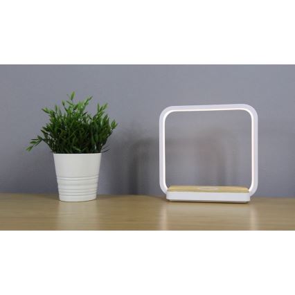 LED Ściemnialna dotykowa lampa stołowa LED/4W/5V biała z bezprzewodowym zasilaniem