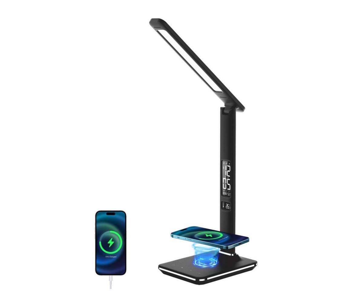 08965L-LED Ściemnialna lampa z ładowaniem bezprzewodowym KINGFISHER 8,5W/230V czarna