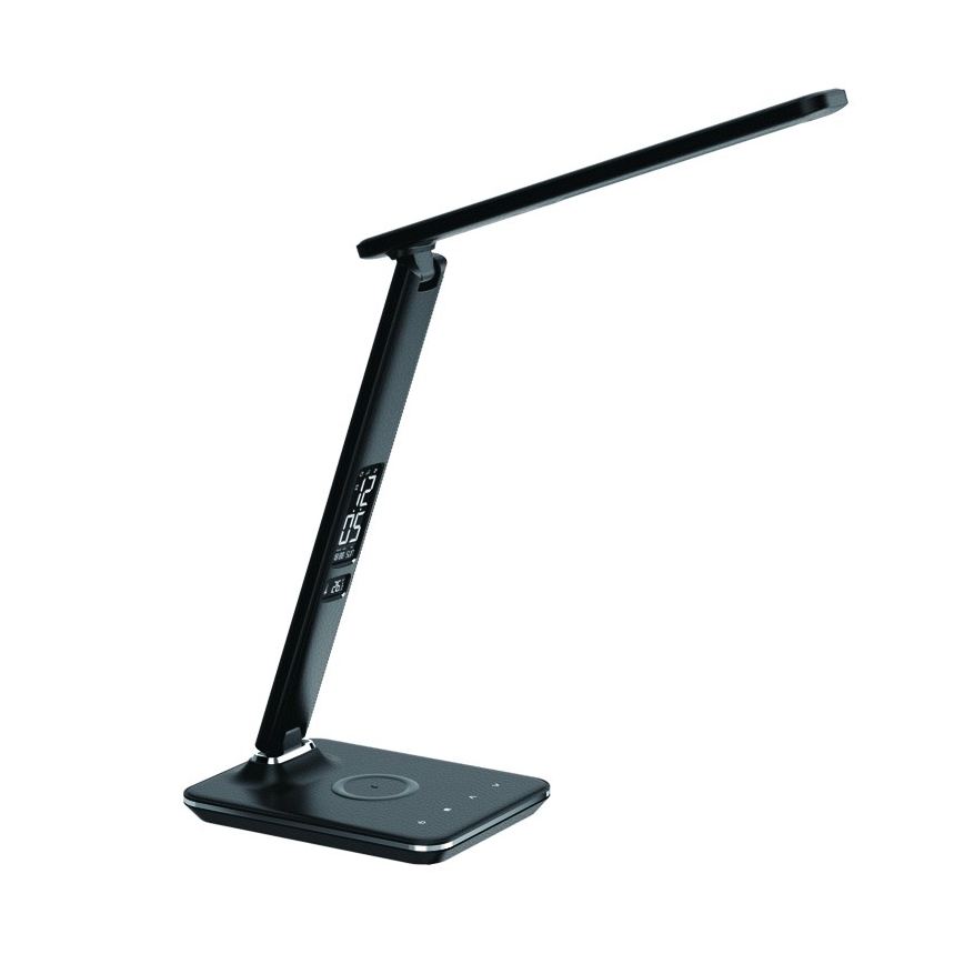 LED Ściemnialna lampa z ładowaniem bezprzewodowym QI and USB KINGFISHER LED/8,5W/230V czarna