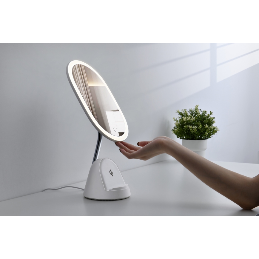 LED Regulowane lusterko kosmetyczne z bezprzewodowym ładowaniem LED/18W/230V