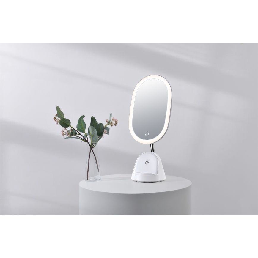LED Regulowane lusterko kosmetyczne z bezprzewodowym ładowaniem LED/18W/230V