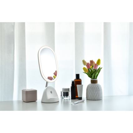 LED Regulowane lusterko kosmetyczne z bezprzewodowym ładowaniem LED/18W/230V