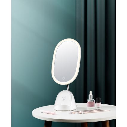 LED Regulowane lusterko kosmetyczne z bezprzewodowym ładowaniem LED/18W/230V