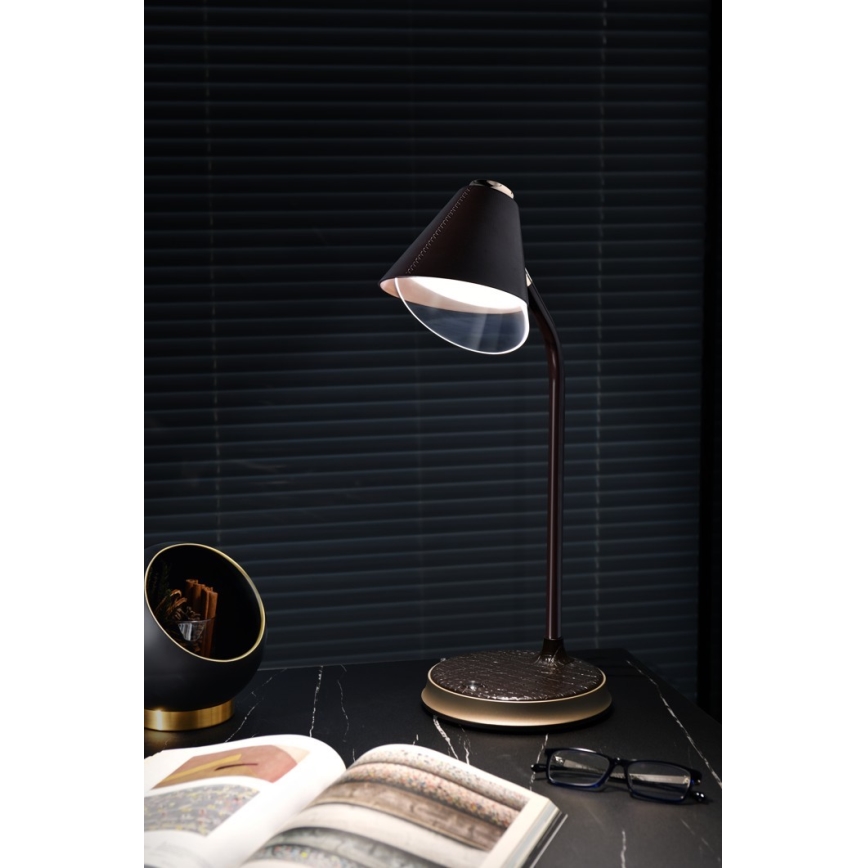 Lampa stołowa LED z funkcją ściemniania i ładowaniem bezprzewodowym FINCH LED/9W/12/230V brązowe/złoty