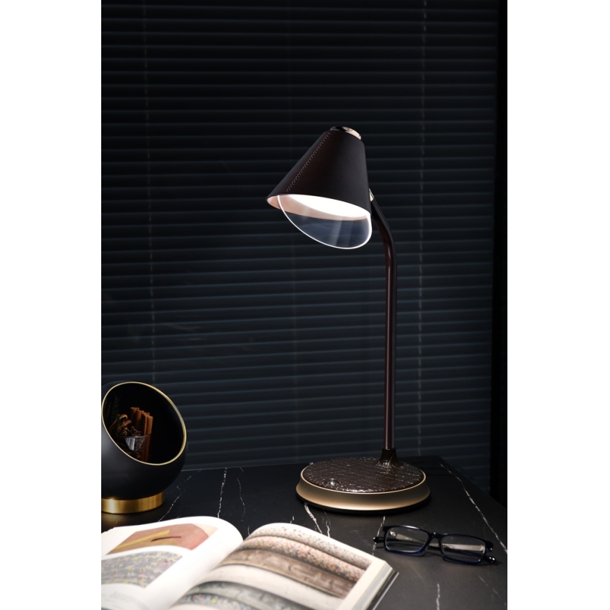 LED Regulowana lampa stołowa z ładowaniem bezprzewodowym FINCH LED/9W/12/230V szara/błyszczący chrom