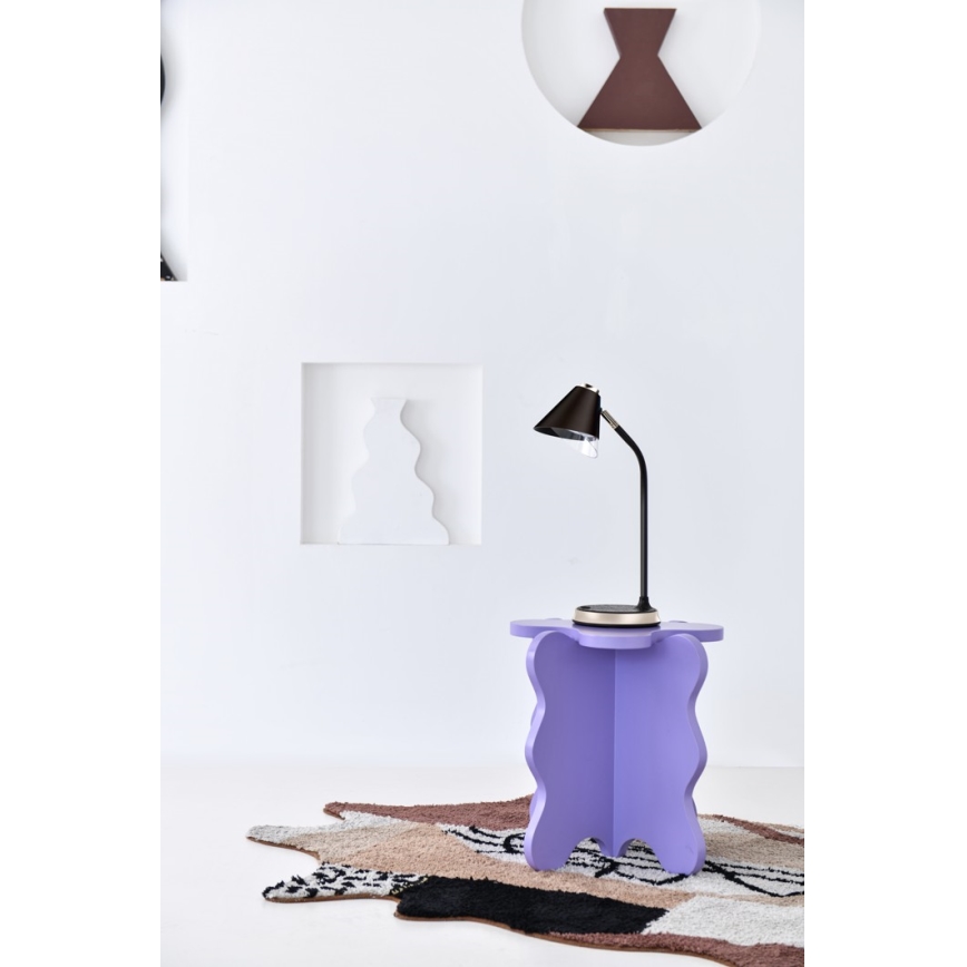 LED Regulowana lampa stołowa z ładowaniem bezprzewodowym FINCH LED/9W/12/230V szara/błyszczący chrom