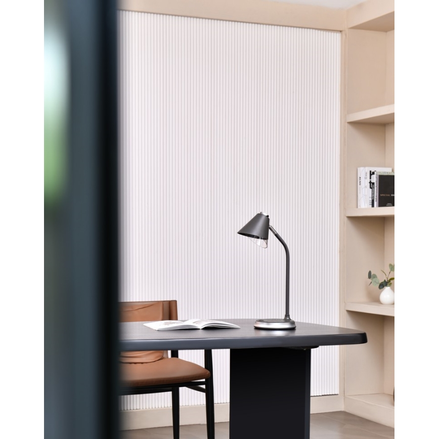 LED Regulowana lampa stołowa z ładowaniem bezprzewodowym FINCH LED/9W/12/230V szara/błyszczący chrom