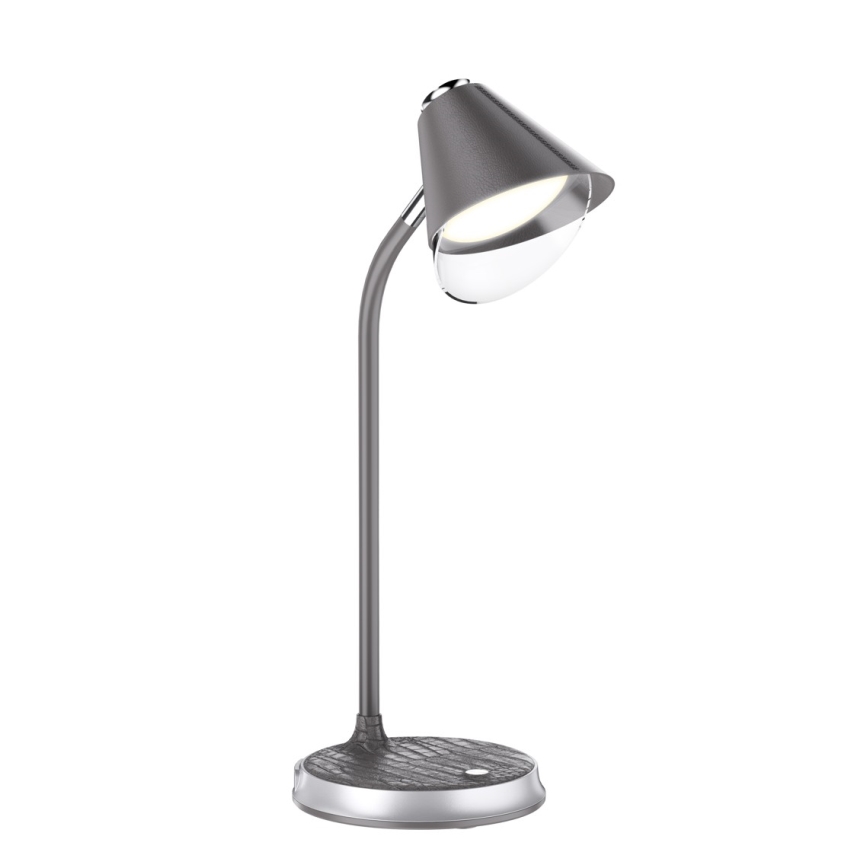 LED Regulowana lampa stołowa z ładowaniem bezprzewodowym FINCH LED/9W/12/230V szara/błyszczący chrom