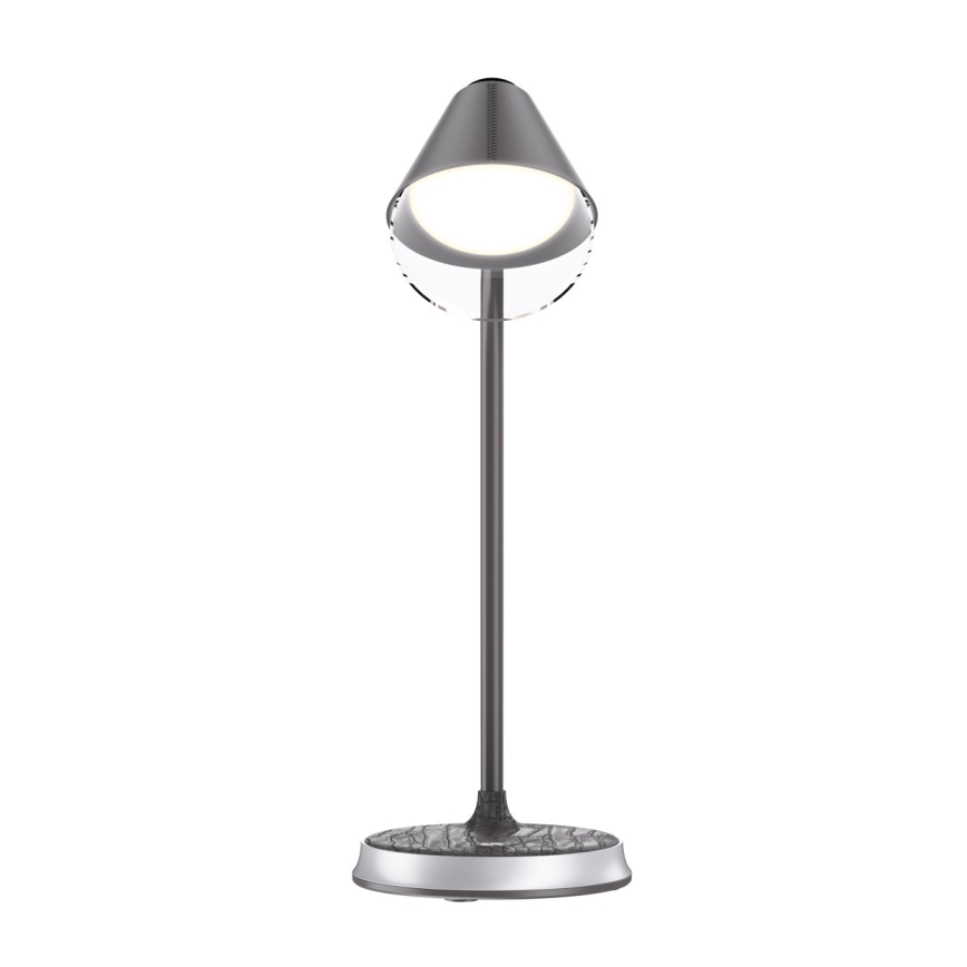 LED Regulowana lampa stołowa z ładowaniem bezprzewodowym FINCH LED/9W/12/230V szara/błyszczący chrom