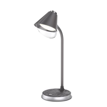 LED Regulowana lampa stołowa z ładowaniem bezprzewodowym FINCH LED/9W/12/230V szara/błyszczący chrom