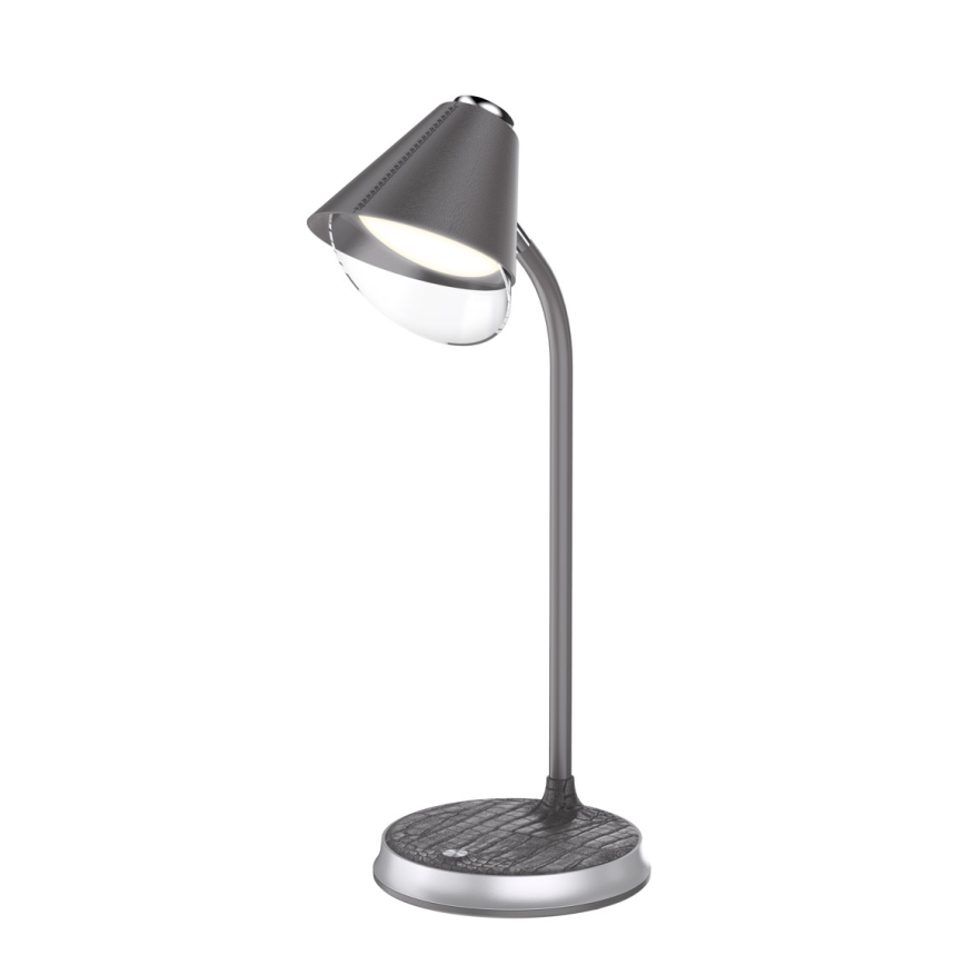 LED Regulowana lampa stołowa z ładowaniem bezprzewodowym FINCH LED/9W/12/230V szara/błyszczący chrom