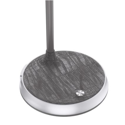 LED Regulowana lampa stołowa z ładowaniem bezprzewodowym FINCH LED/9W/12/230V szara/błyszczący chrom