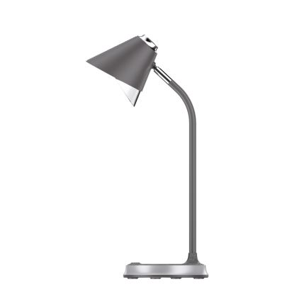 LED Regulowana lampa stołowa z ładowaniem bezprzewodowym FINCH LED/9W/12/230V szara/błyszczący chrom