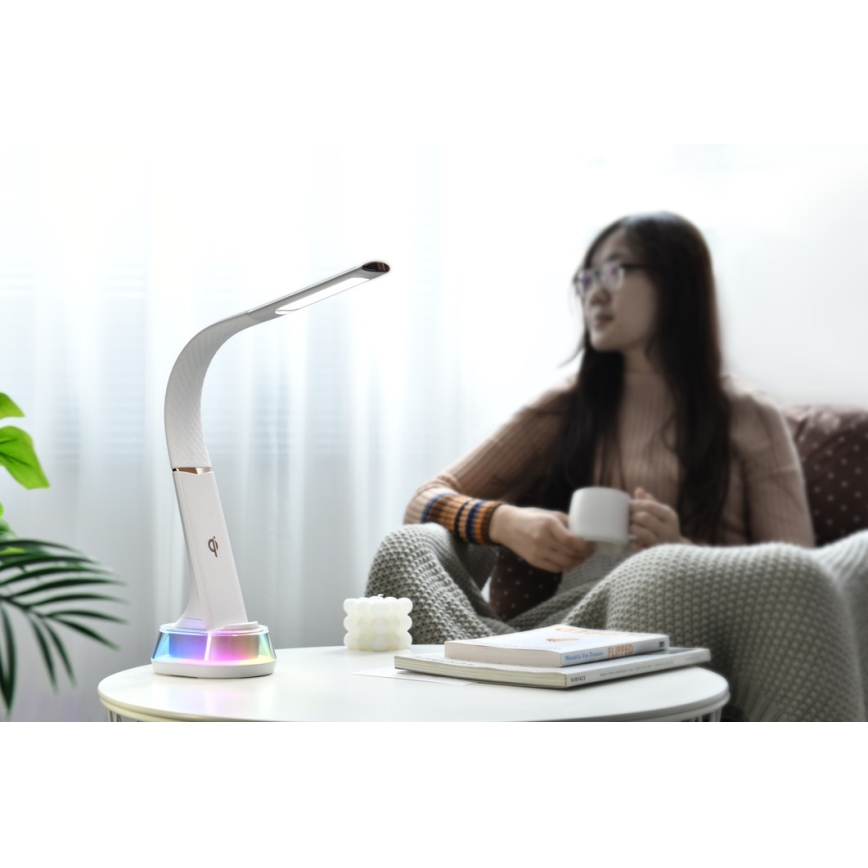 LED RGB Regulowana lampa stołowa z ładowaniem bezprzewodowym CORELLA LED/7W/12/230V czarna