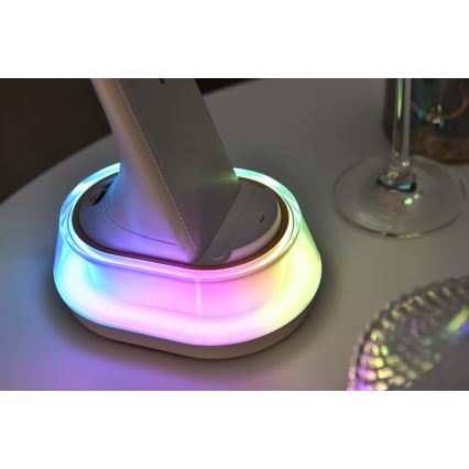 LED RGB Regulowana lampa stołowa z ładowaniem bezprzewodowym CORELLA LED/7W/12/230V czarna