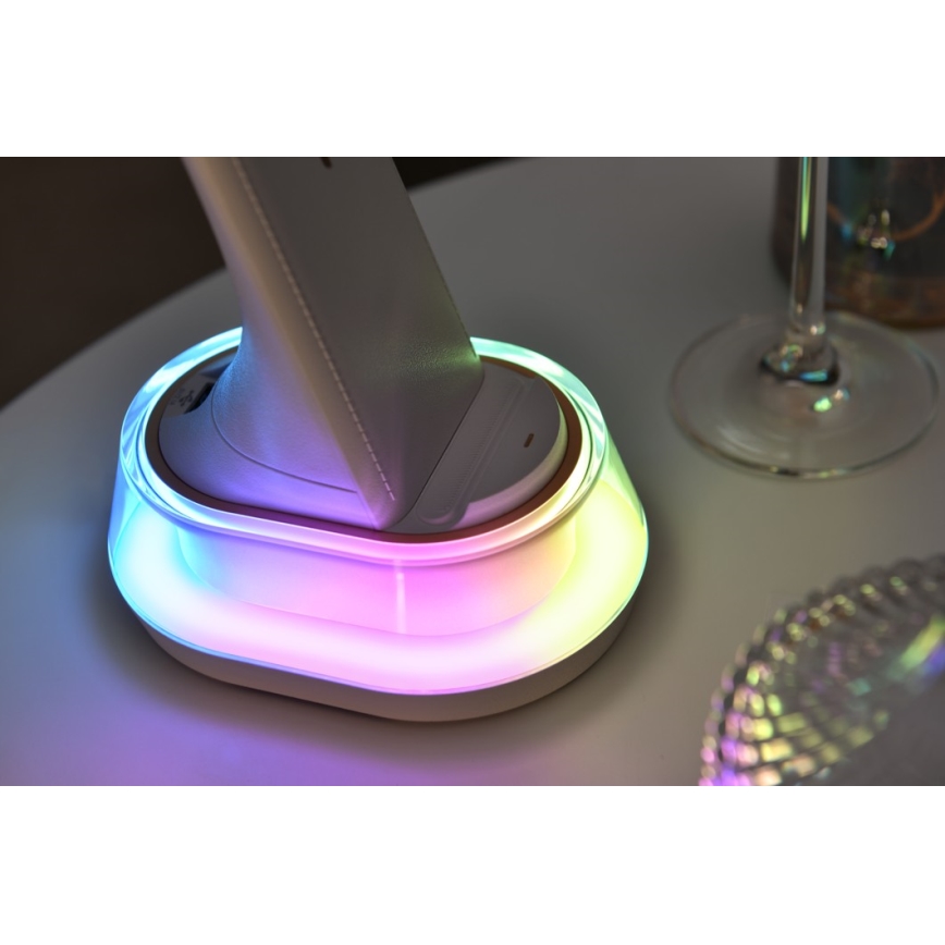 LED RGB Regulowana lampa stołowa z ładowaniem bezprzewodowym CORELLA LED/7W/12/230V czarna