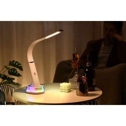 LED RGB Regulowana lampa stołowa z ładowaniem bezprzewodowym CORELLA LED/7W/12/230V czarna