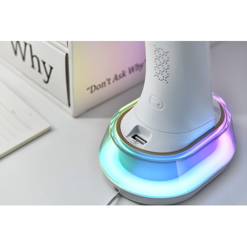 LED RGB Regulowana lampa stołowa z ładowaniem bezprzewodowym CORELLA LED/7W/12/230V czarna