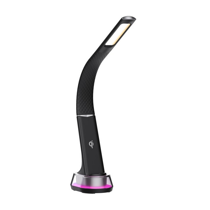LED RGB Regulowana lampa stołowa z ładowaniem bezprzewodowym CORELLA LED/7W/12/230V czarna