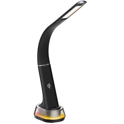 LED RGB Regulowana lampa stołowa z ładowaniem bezprzewodowym CORELLA LED/7W/12/230V czarna