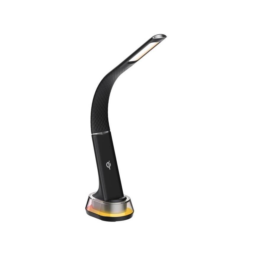 LED RGB Regulowana lampa stołowa z ładowaniem bezprzewodowym CORELLA LED/7W/12/230V czarna