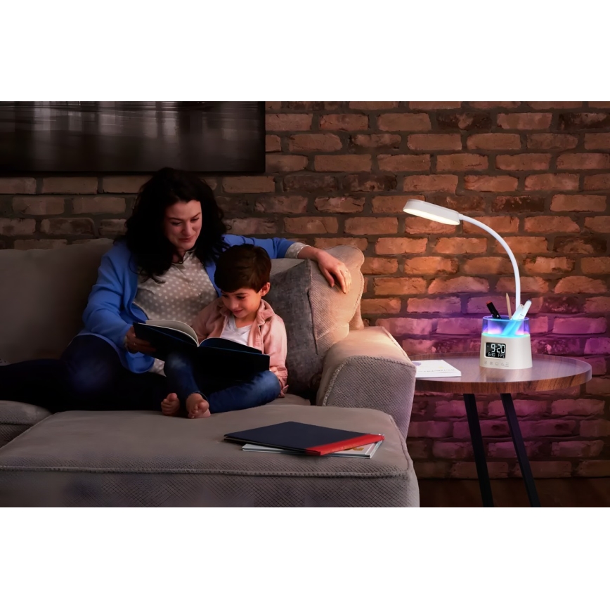 LED RGBW Lampa ściemnialna stołowa z uchwytem na ołówek FALCON LED/10W/5V