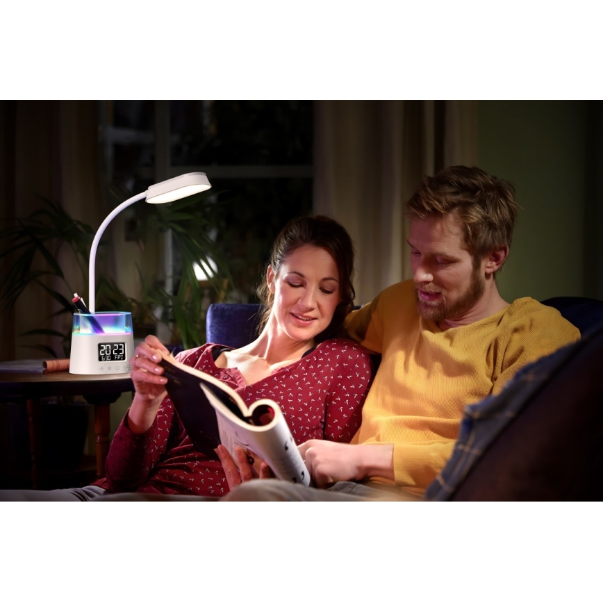 LED RGBW Lampa ściemnialna stołowa z uchwytem na ołówek FALCON LED/10W/5V