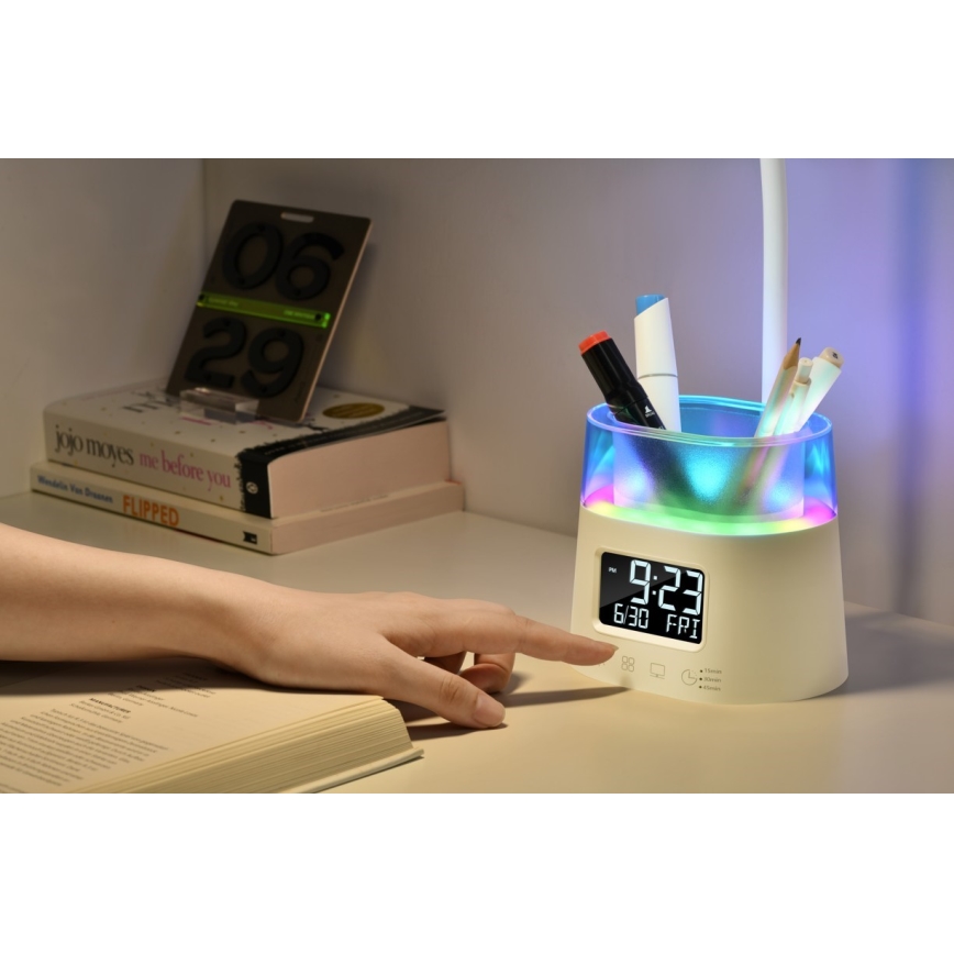 LED RGBW Lampa ściemnialna stołowa z uchwytem na ołówek FALCON LED/10W/5V