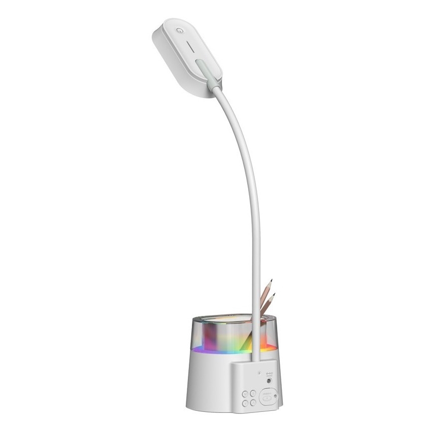 LED RGBW Lampa ściemnialna stołowa z uchwytem na ołówek FALCON LED/10W/5V
