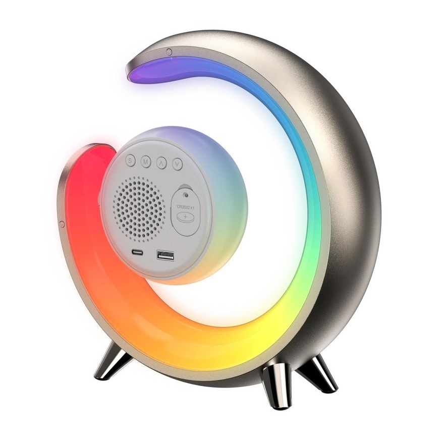 LED RGBW Lampa ściemnialna stołowa z budzikiem PEACOCK LED/20W/5V USB