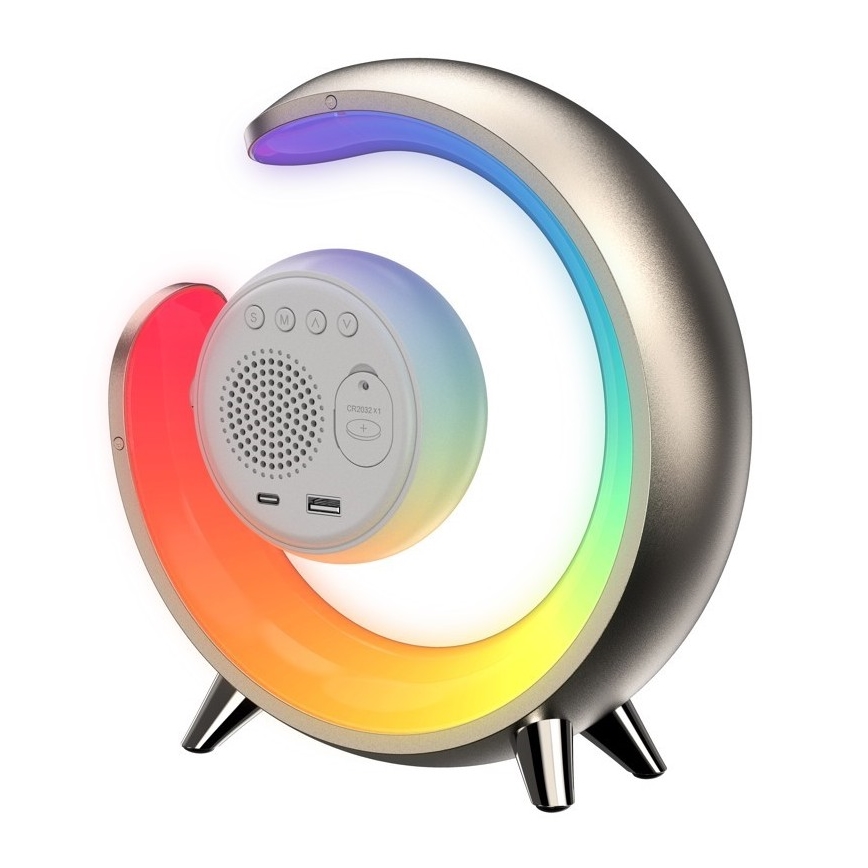 LED RGBW Lampa ściemnialna stołowa z budzikiem PEACOCK LED/20W/5V USB