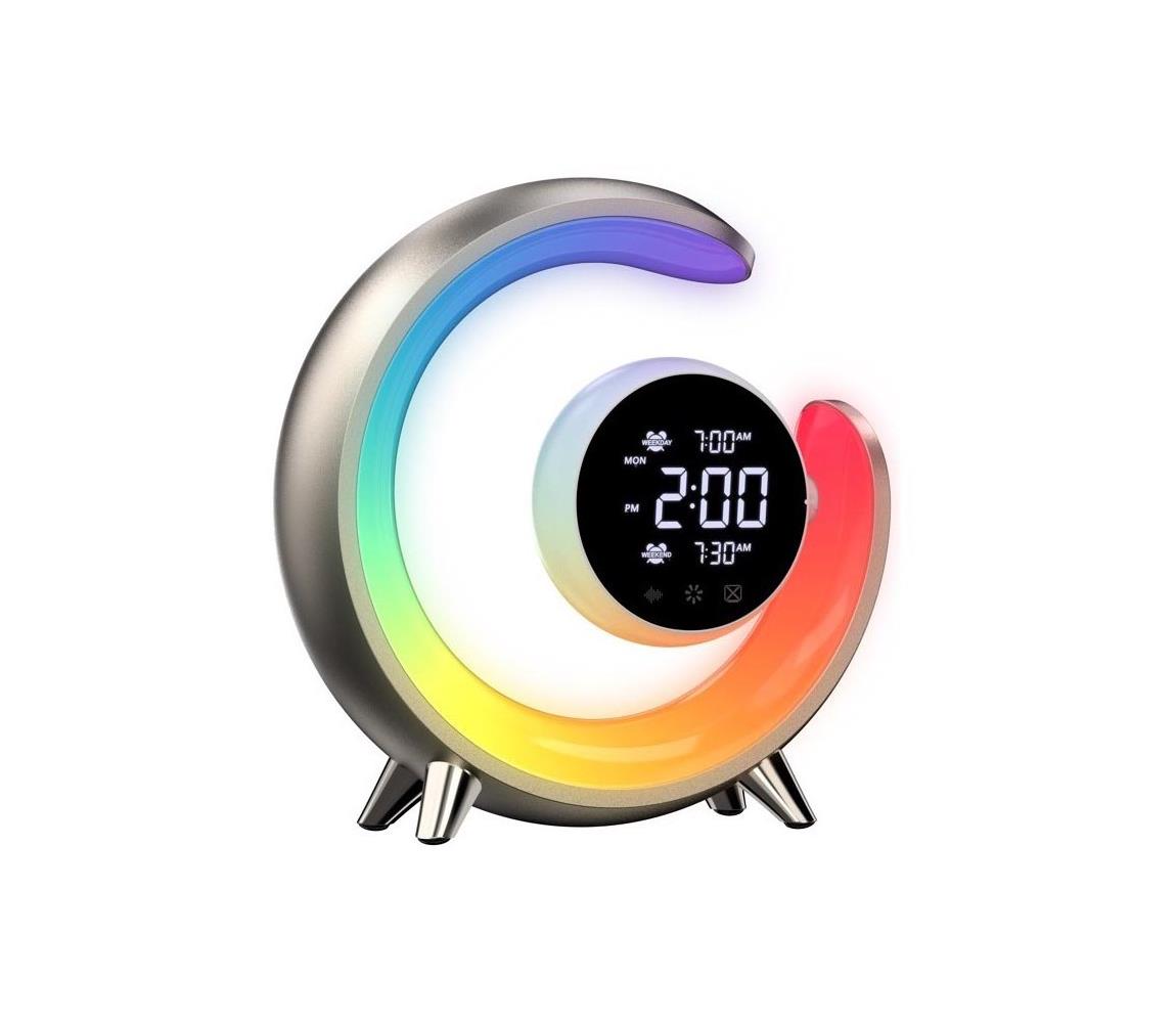 08981L- LED RGBW Lampa ściemnialna stołowa z budzikiem PEACOCK LED/20W/5V USB