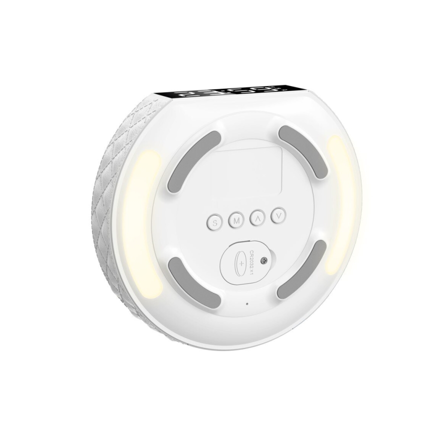Budzik z wyświetlaczem LCD i bezprzewodową Qi ładowarką 27W/9V 220 mAh biały