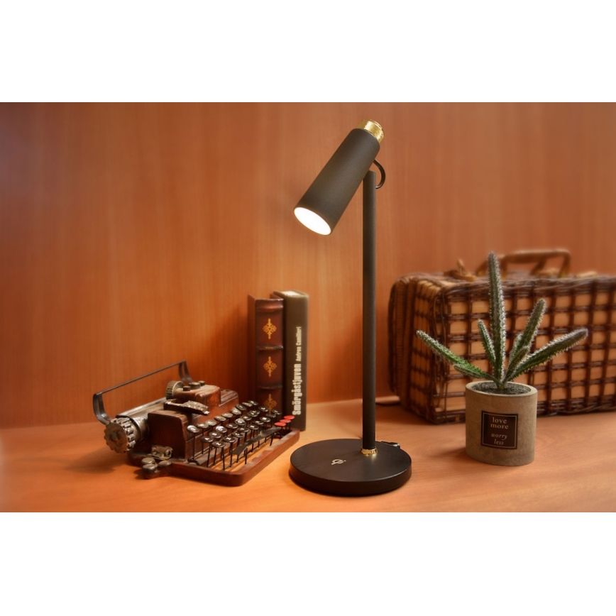 LED Lampa stołowa ściemnialna z bezprzewodowym Qi ładowaniem TIT LED/12W/230V czarny
