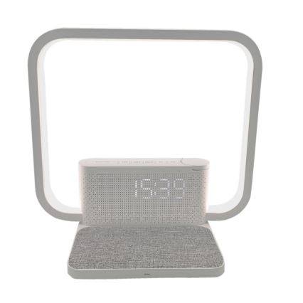LED Lampa stołowa ściemnialna z budzikiem i Qi ładowaniem LED/18W/230V biały