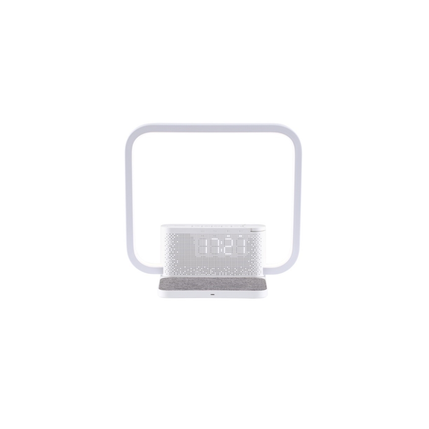 LED Lampa stołowa ściemnialna z budzikiem i Qi ładowaniem LED/18W/230V biały