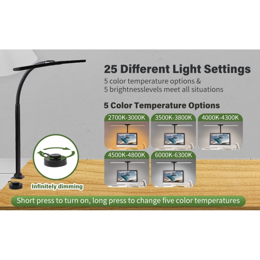 LED Elastyczne ściemnialne oświetlenie monitora OFFICE LED/24W/230V 2700-6300K CRI 95