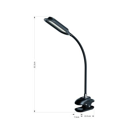 LED+CCT ściemnialna lampa biurkowa z klipsem CLIP LED/7,5W/230V 3000/4200/5000K czarna