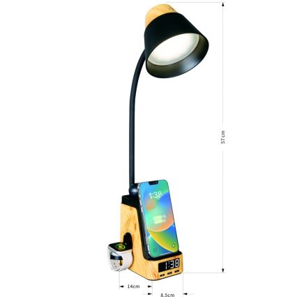 LED+CCT ściemnialna lampa stołowa z bezprzewodowym ładowaniem Qi IDEAL LED/8W/230V 2700/4000/5000K beżowy