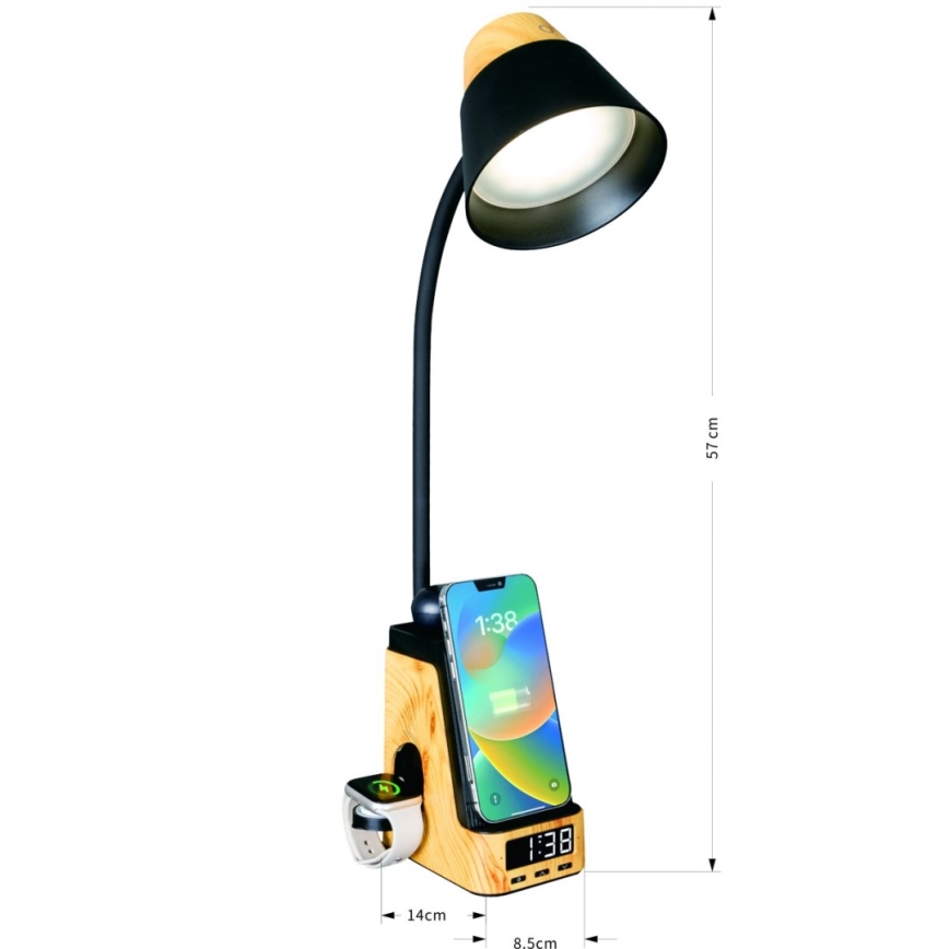 LED+CCT ściemnialna lampa stołowa z bezprzewodowym ładowaniem Qi IDEAL LED/8W/230V 2700/4000/5000K beżowy