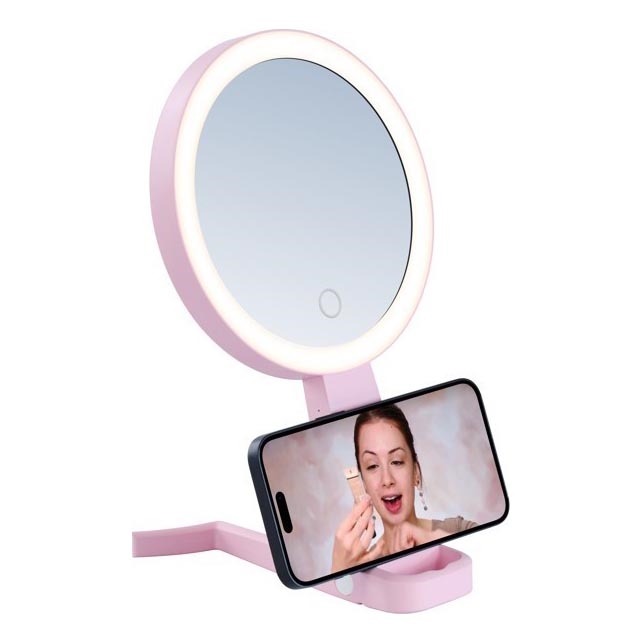 Immax 09102L - LED+CCT ściemnialne lustro kosmetyczne SWEET LED/3W/5V różowe