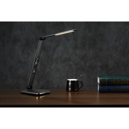 LED Ściemniana lampa biurkowa LED/8,5W/230V z bezprzewodowym ładowaniem srebrna