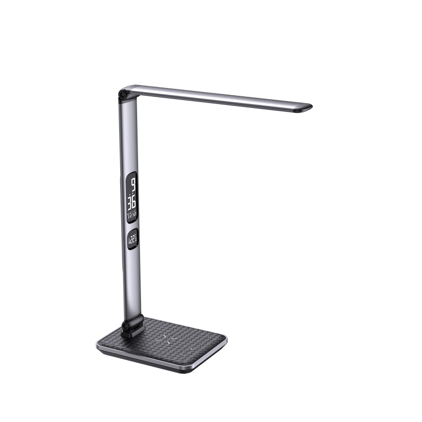 LED Ściemniana lampa biurkowa LED/8,5W/230V z bezprzewodowym ładowaniem srebrna