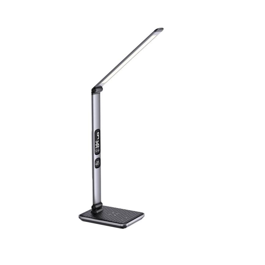 LED Ściemniana lampa biurkowa LED/8,5W/230V z bezprzewodowym ładowaniem srebrna